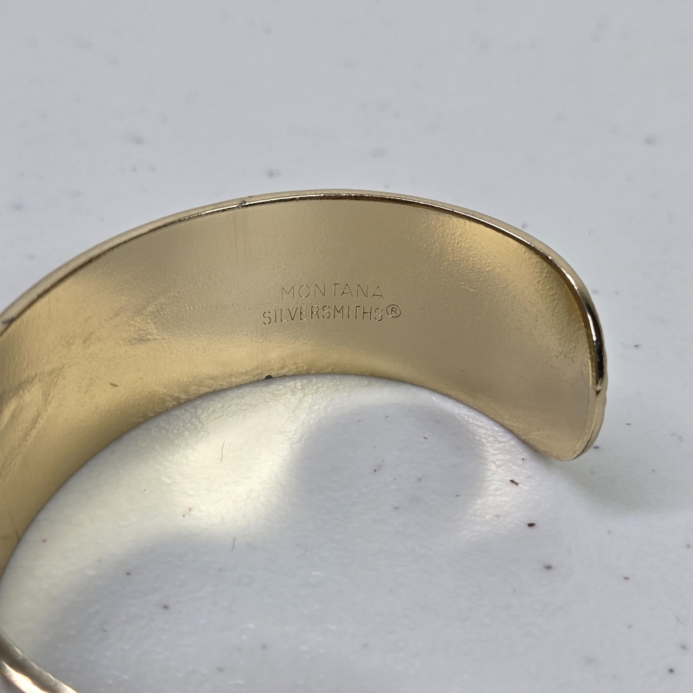 Montana Silversmiths Silver/ Gold Aztec Southwestern Wide Cuff Bracelet Cuff - Picture 10 of 16